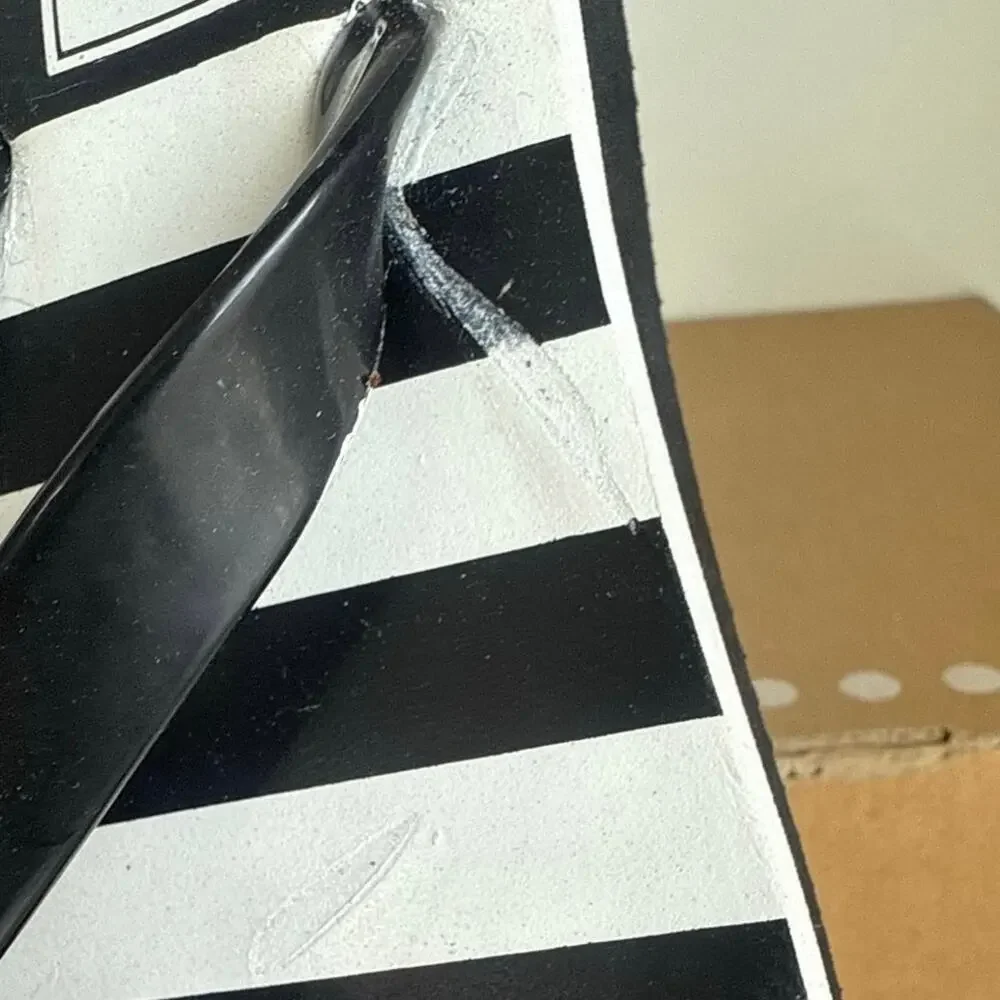 Kate Spade Black/White Striped Women Wedge Sandals - SZ 5